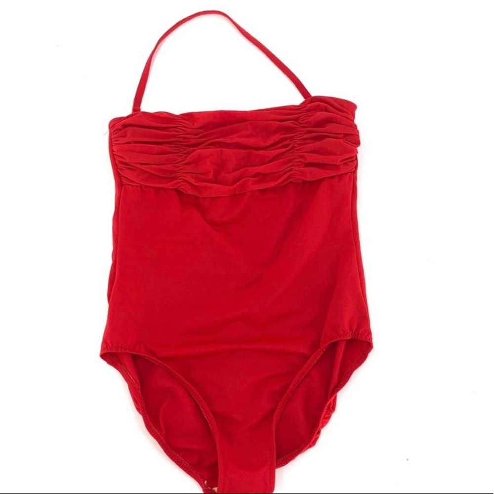 Miraclesuit One Piece Swimsuit Red Slimming Halter Bathing Suit Size 14